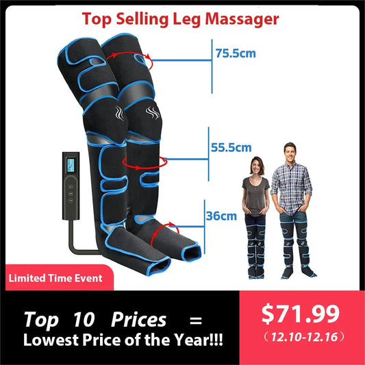Foot air pressure leg massager